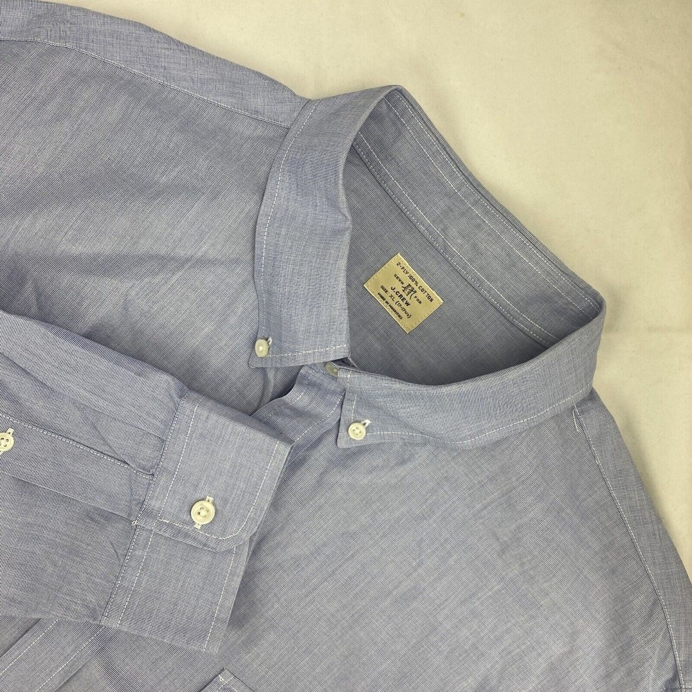 J Crew Men's Blue Cotton Long Sleeve Button Down Shirt Size XL 17-17 1/2
